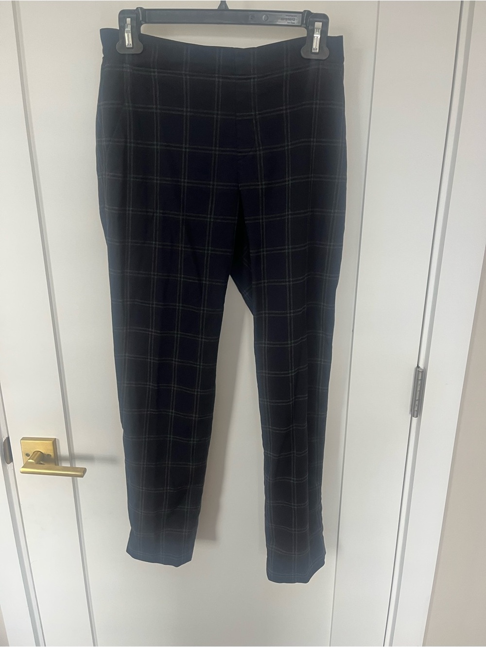 Uniqlo Black Windowpane Plaid Tapered Trousers